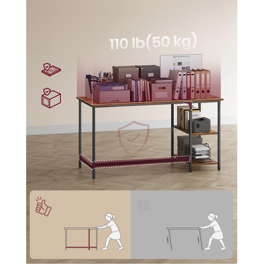 Bureau SOLEA 140 x 60 cm marron/noir