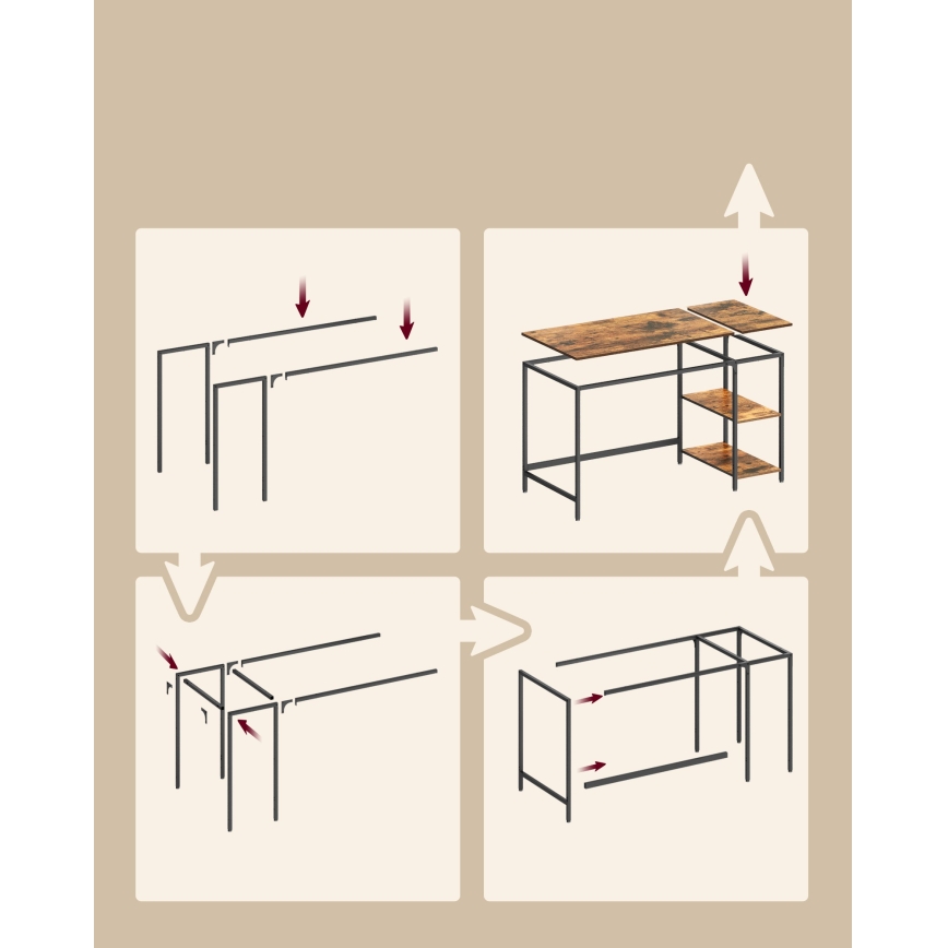 Bureau SOLEA 140 x 60 cm marron/noir