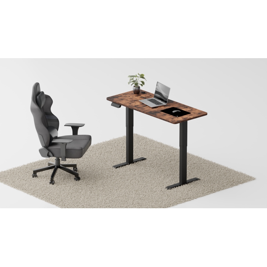 Bureau taille ajustable LEVANO 140x60 cm bois/noir