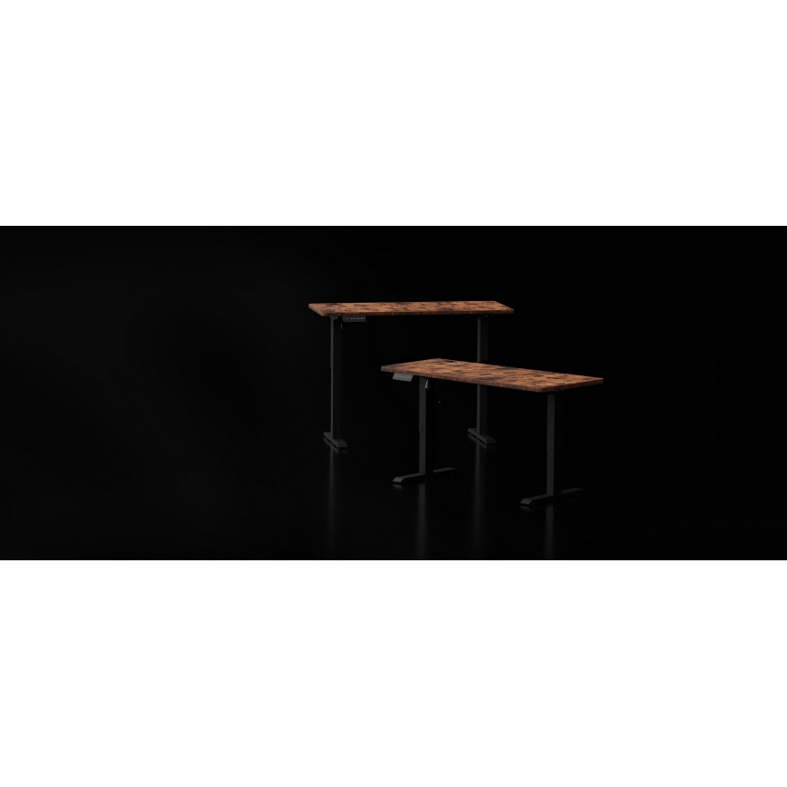 Bureau taille ajustable LEVANO 140x60 cm bois/noir