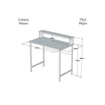 Bureau USO 90,8x90 cm blanc/noir