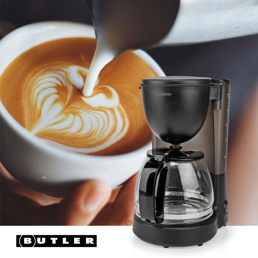 Butler - Cafetière filtre 1,25 l avec fonction maintien au chaud 750 W/230 V noire