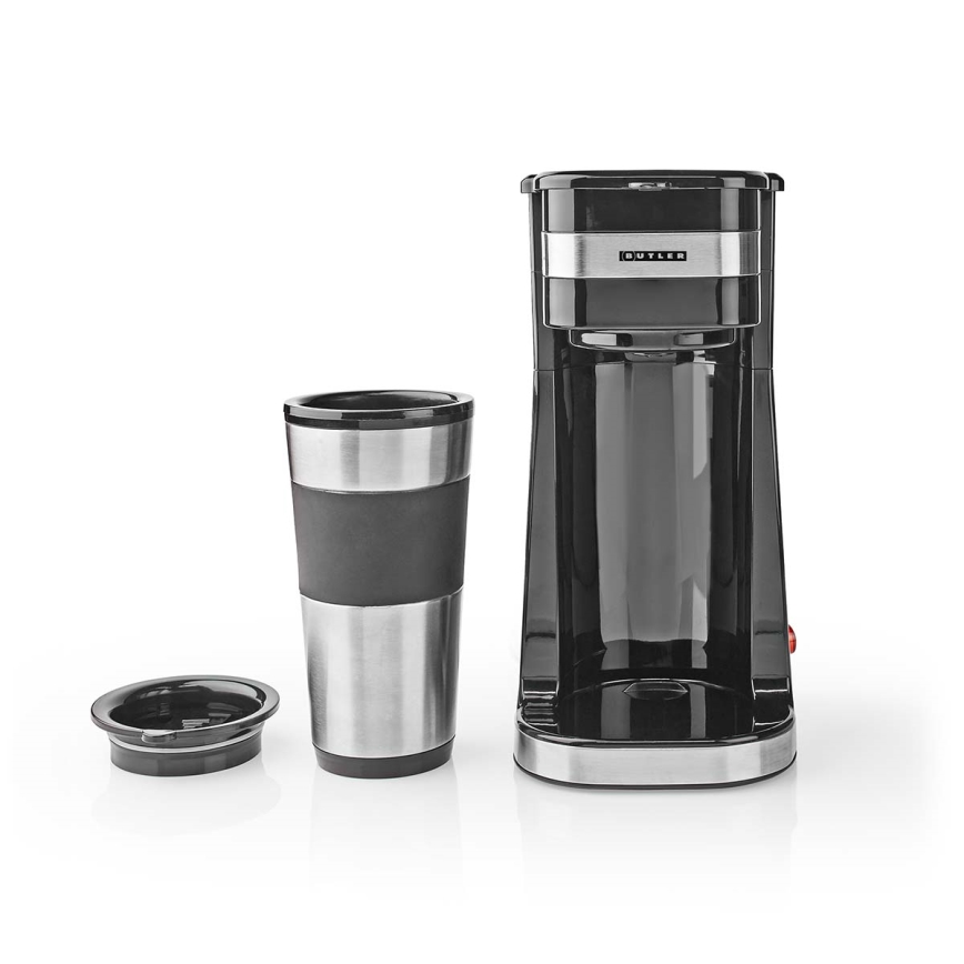 Butler - Machine à café pour une tasse 0,4 l avec gobelet de voyage 750W/230V inox/noir