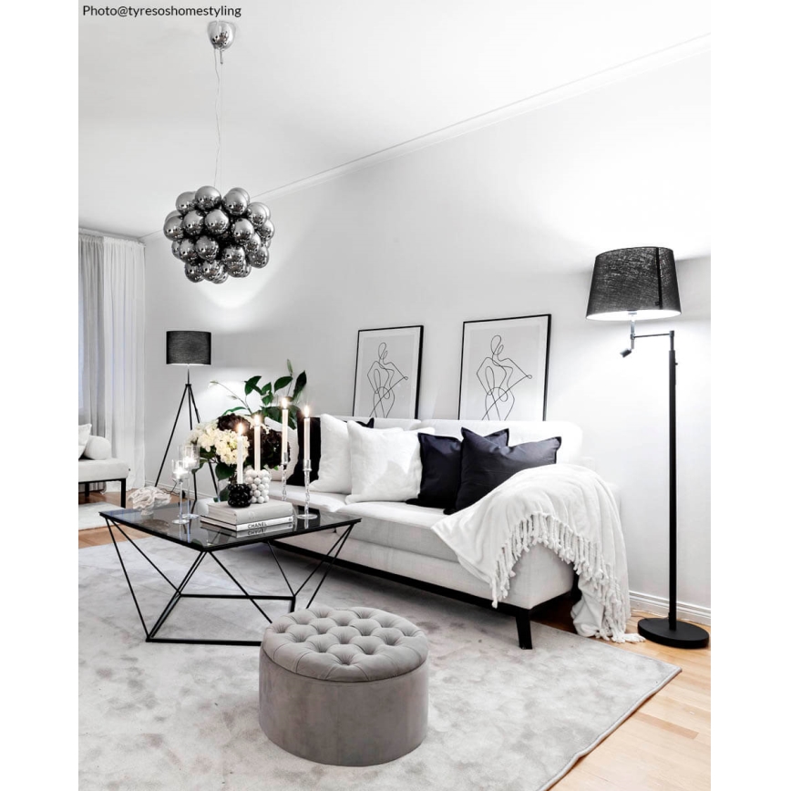ByRydens - Lampadaire LED ORLANDO 1xE27/5W/230V + LED/3W noir Ø 36 cm