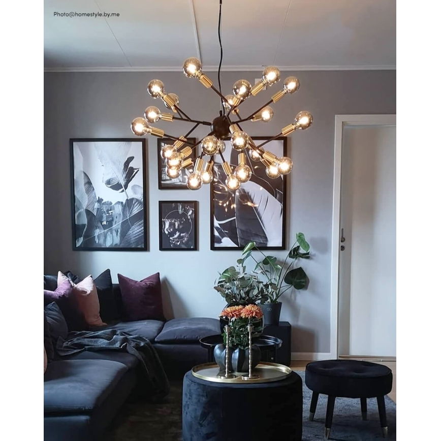 ByRydens - Suspension filaire HEROES 24xE27/5W/230V noir d. 80 cm