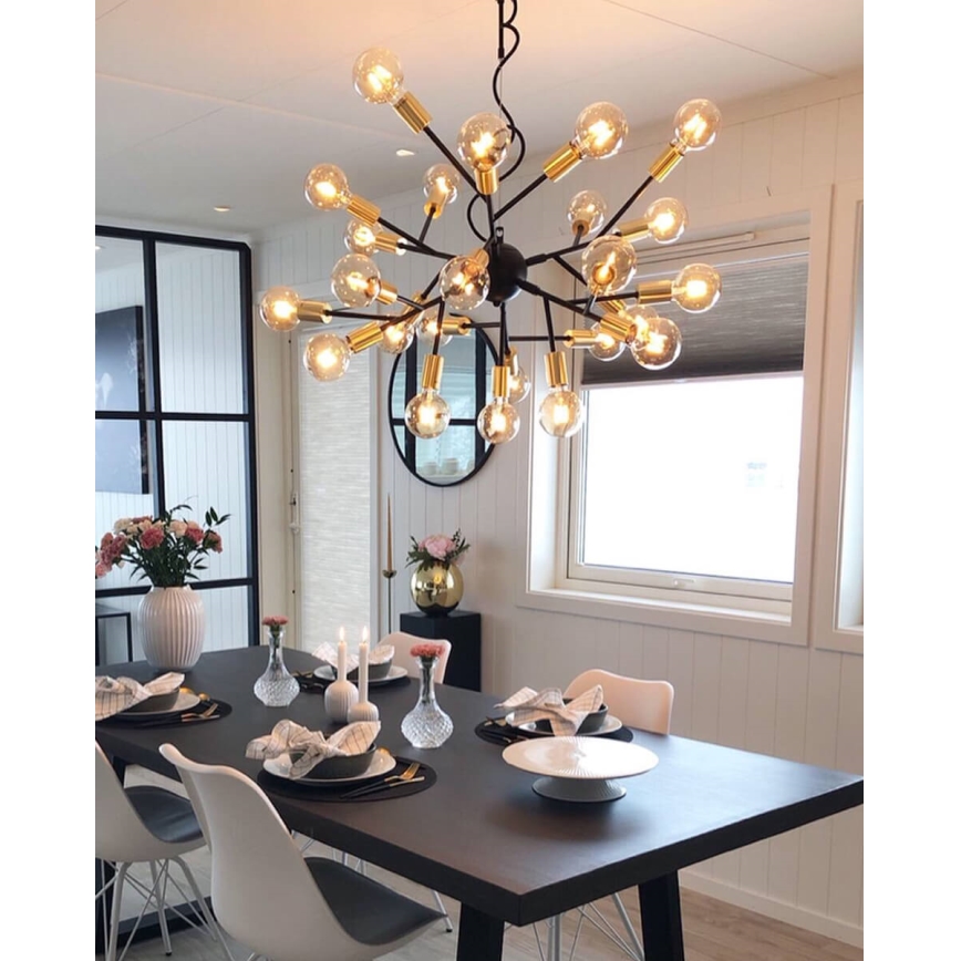 ByRydens - Suspension filaire HEROES 24xE27/5W/230V noir d. 80 cm
