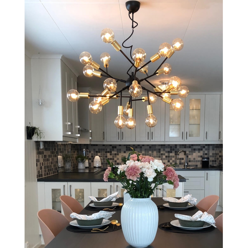 ByRydens - Suspension filaire HEROES 24xE27/5W/230V noir d. 80 cm