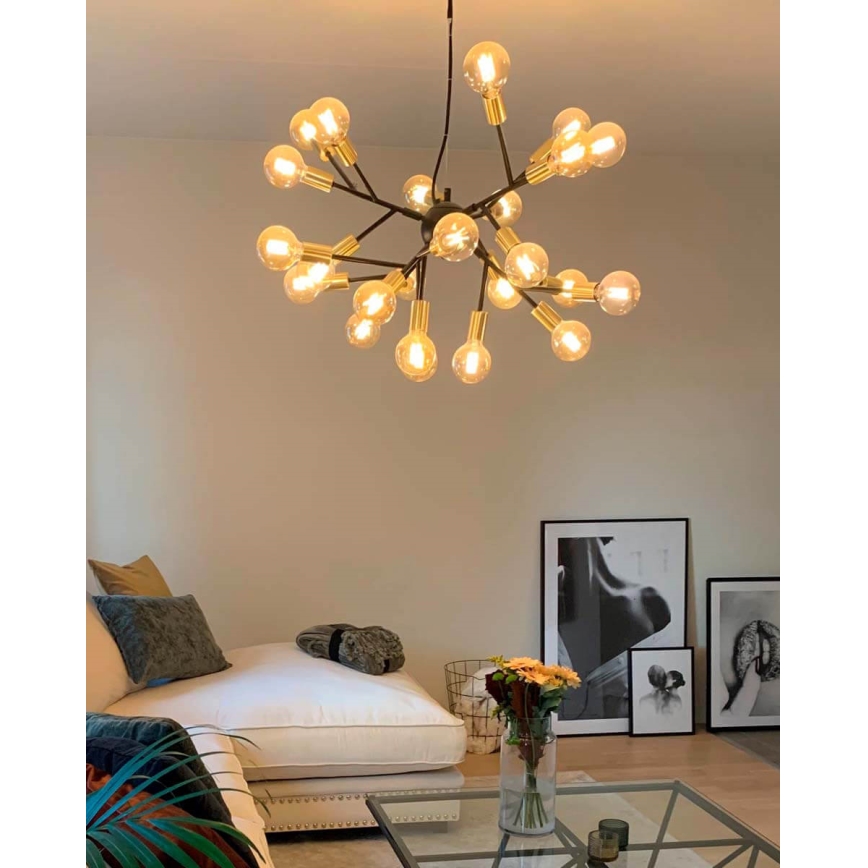 ByRydens - Suspension filaire HEROES 24xE27/5W/230V noir d. 80 cm