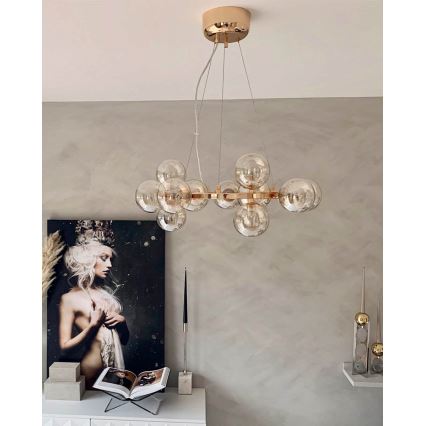 ByRydens - Suspension filaire SPLENDOR 15xG9/5W/230V fumé/marron d. 58 cm