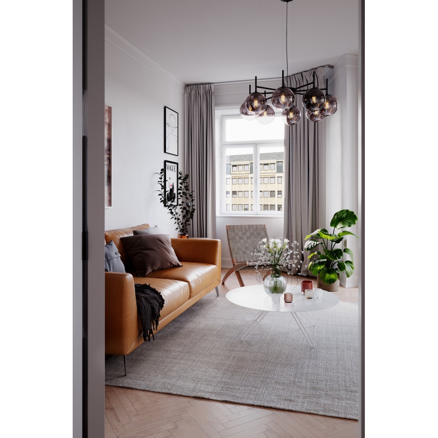 ByRydens - Suspension filaire BOYLE 8xE27/5W/230V fumé/noir d. 83 cm