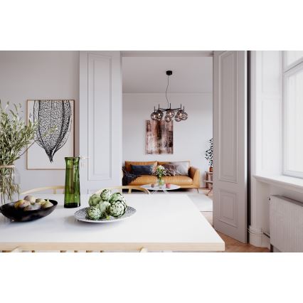 ByRydens - Suspension filaire BOYLE 8xE27/5W/230V fumé/noir d. 83 cm