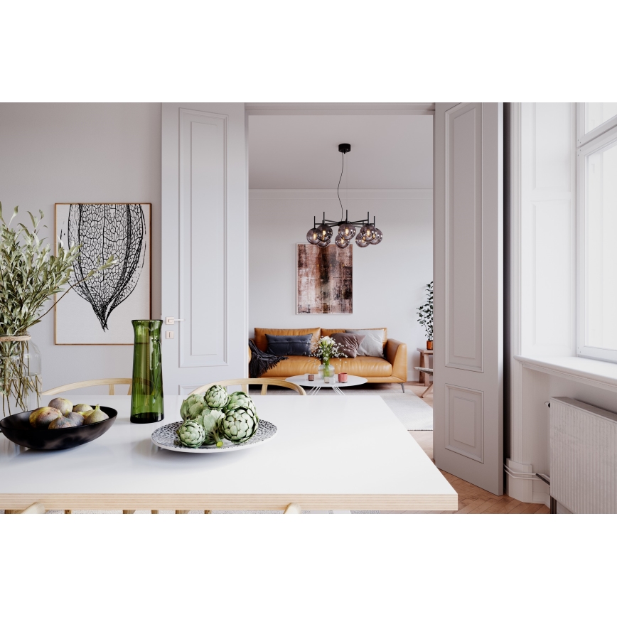 ByRydens - Suspension filaire BOYLE 8xE27/5W/230V fumé/noir d. 83 cm