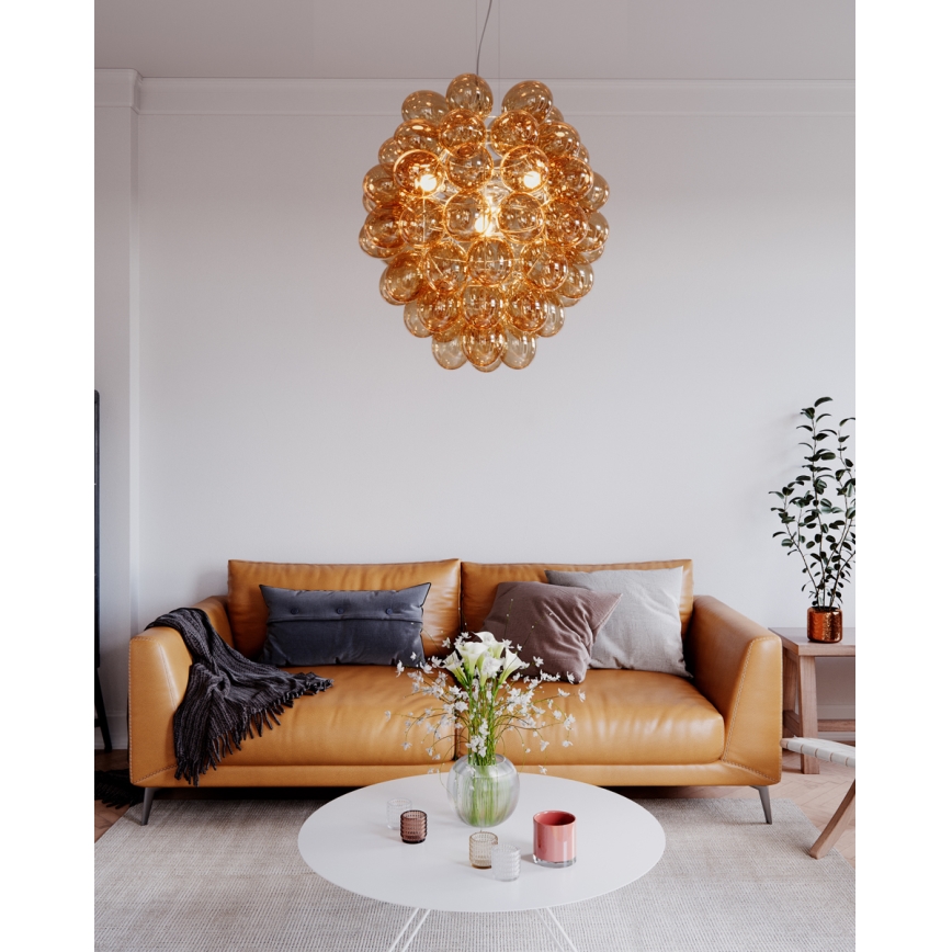 ByRydens - Suspension filaire DELUXE 4xE14/5W/230V fumé/marron d. 64 cm