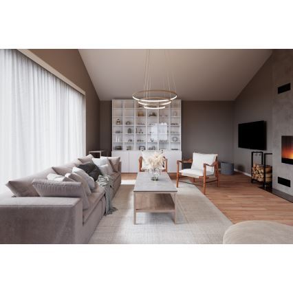 ByRydens - Suspension LED sur câble TRIONE LED/45W/230V, beige, Ø 80 cm