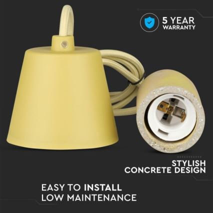 Câble d'alimentation 1xE27/60W/230V béton/jaune
