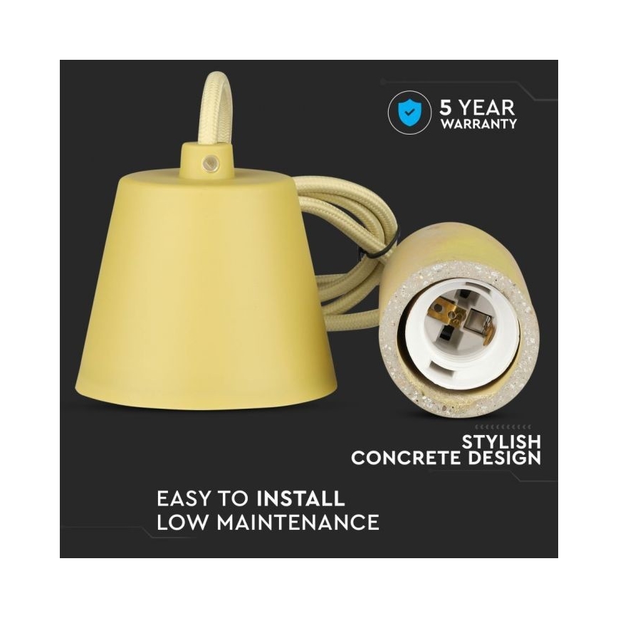 Câble d'alimentation 1xE27/60W/230V béton/jaune