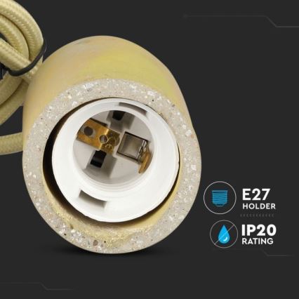 Câble d'alimentation 1xE27/60W/230V béton/jaune