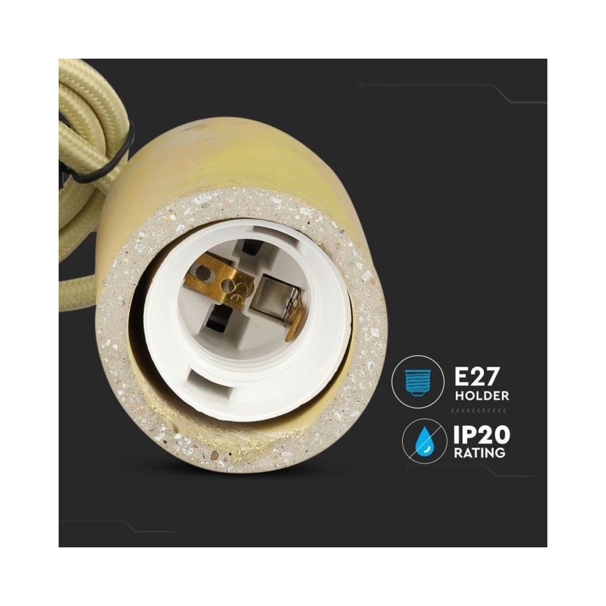 Câble d'alimentation 1xE27/60W/230V béton/jaune