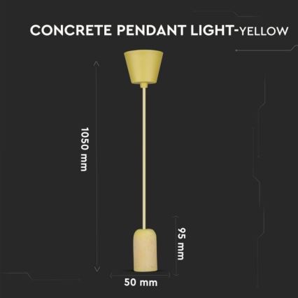 Câble d'alimentation 1xE27/60W/230V béton/jaune