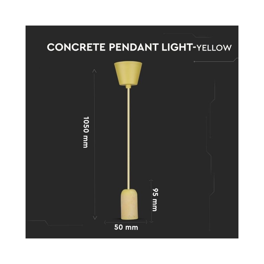 Câble d'alimentation 1xE27/60W/230V béton/jaune
