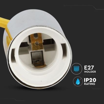 Câble d'alimentation 1xE27/60W/230V jaune/chrome brillant