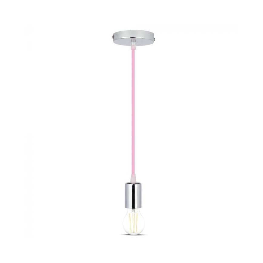 Câble d'alimentation 1xE27/60W/230V rose clair/chrome brillant