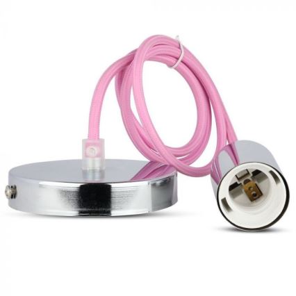 Câble d'alimentation 1xE27/60W/230V rose clair/chrome brillant