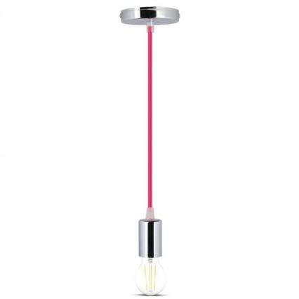 Câble d'alimentation 1xE27/60W/230V rose foncé/chrome brillant