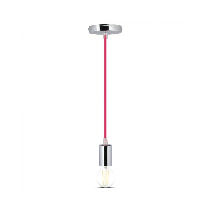 Câble d'alimentation 1xE27/60W/230V rose foncé/chrome brillant