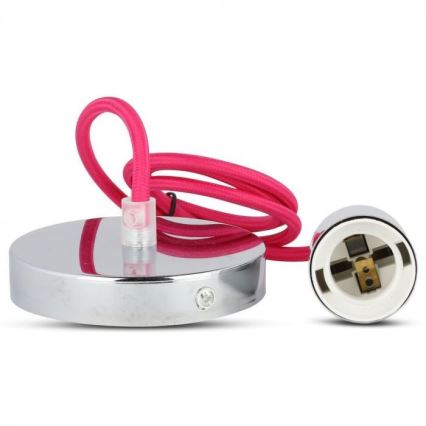Câble d'alimentation 1xE27/60W/230V rose foncé/chrome brillant