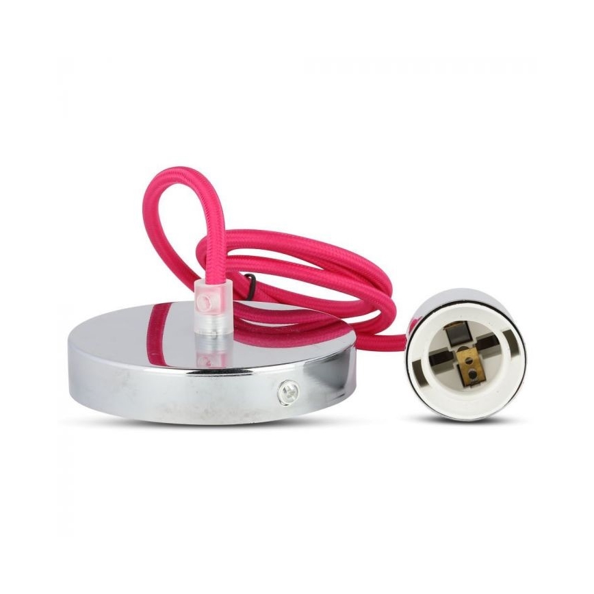 Câble d'alimentation 1xE27/60W/230V rose foncé/chrome brillant