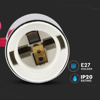 Câble d'alimentation 1xE27/60W/230V rose foncé/chrome brillant