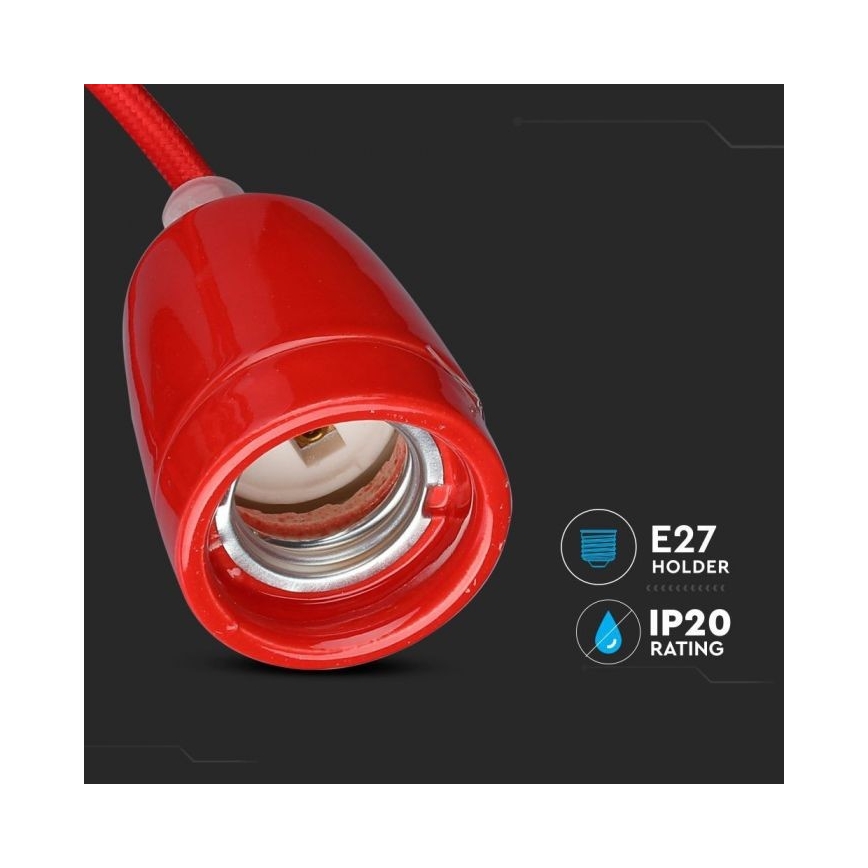 Câble d'alimentation 1xE27/60W/230V rouge/porcelaine