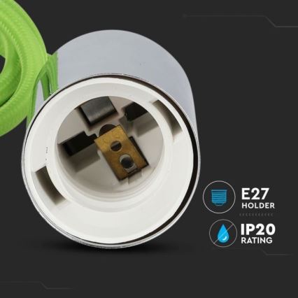 Câble d'alimentation 1xE27/60W/230V vert/chrome brillant