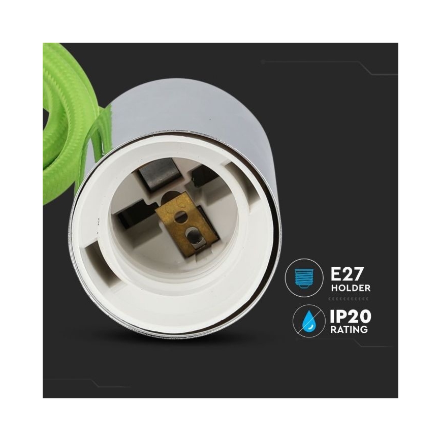 Câble d'alimentation 1xE27/60W/230V vert/chrome brillant