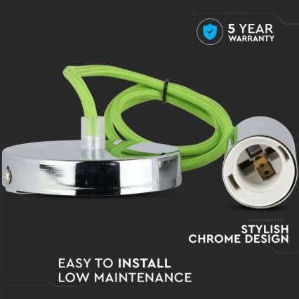 Câble d'alimentation 1xE27/60W/230V vert/chrome brillant