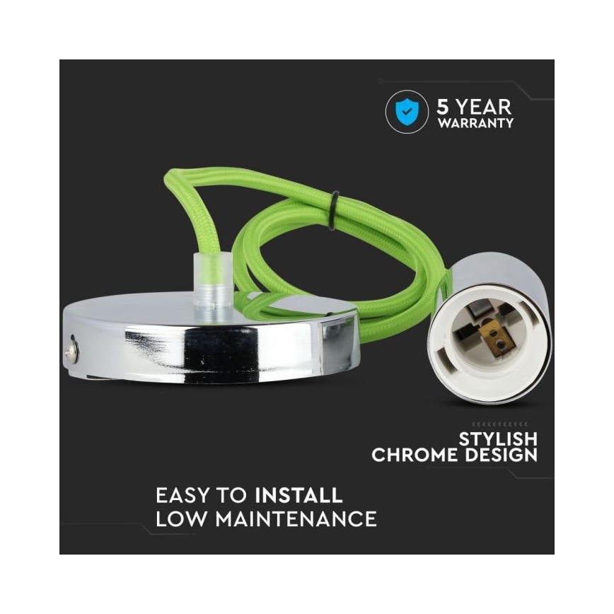 Câble d'alimentation 1xE27/60W/230V vert/chrome brillant