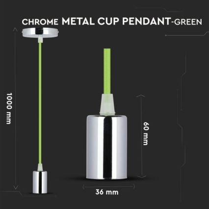Câble d'alimentation 1xE27/60W/230V vert/chrome brillant