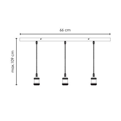 Câble d'alimentation VINTAGE 3xE27/40W/230V chrome mat