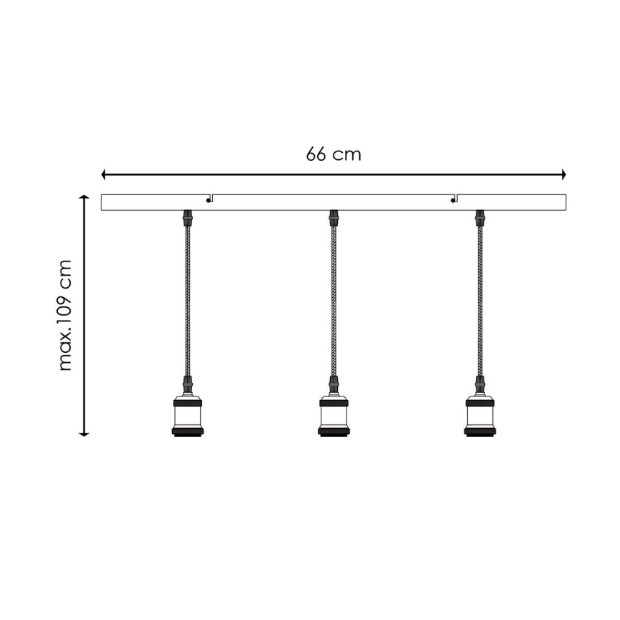 Câble d'alimentation VINTAGE 3xE27/40W/230V laiton