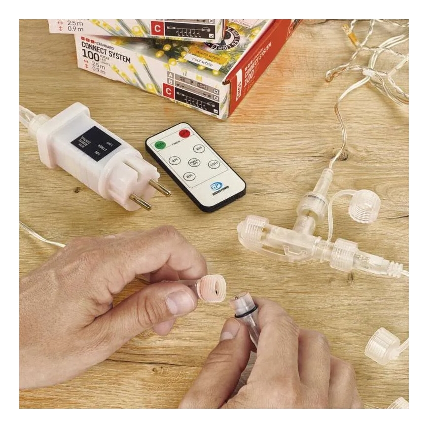 Câble de rallonge extérieur transparent 10 m pour guirlandes lumineuses connectables, IP44