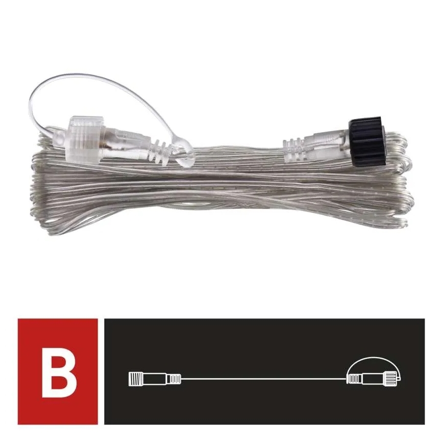 Câble de rallonge extérieur transparent 10 m pour guirlandes lumineuses connectables, IP44
