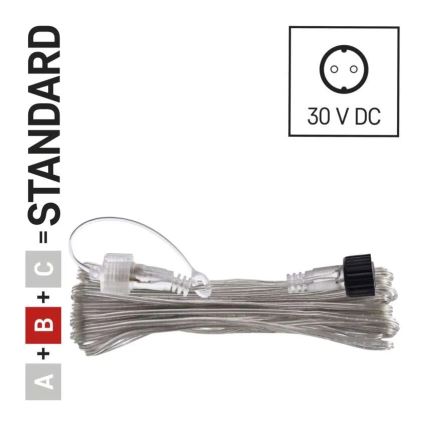 Câble de rallonge extérieur transparent 10 m pour guirlandes lumineuses connectables, IP44