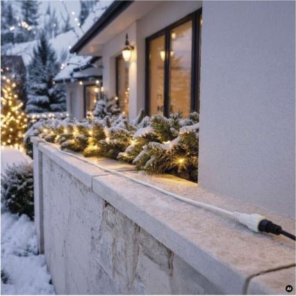Câble d'extension extérieur 10 m IP44 pour guirlandes lumineuses raccordables, blanc