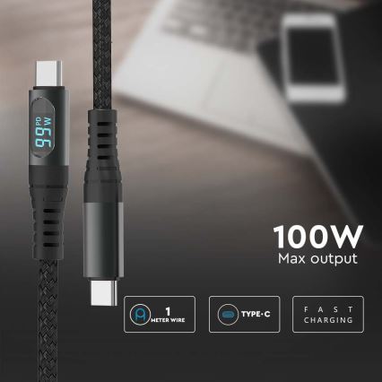 Câble USB Connecteur TYPE C Ecran LED 1m