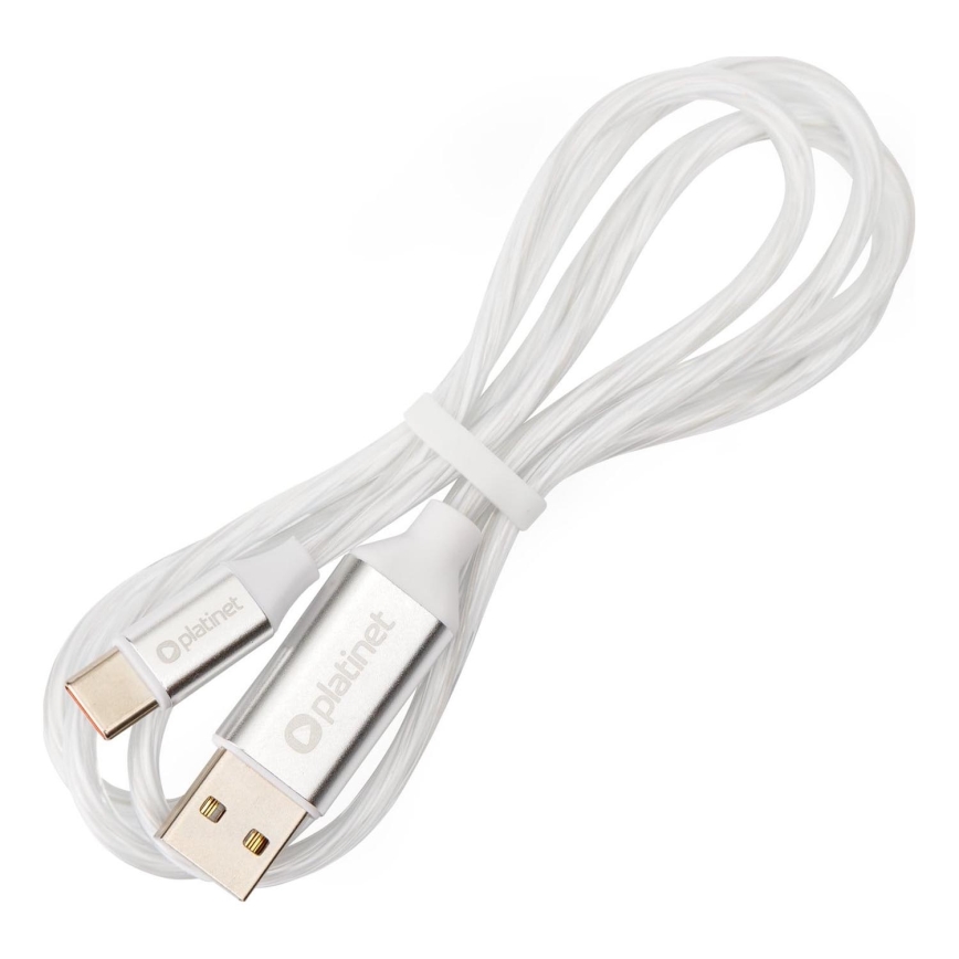 Câble USB Connecteur USB-A / USB-C avec rétroéclairage LED 18W 1m blanc