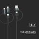 Câble USB USB-A/ USB Lightning / MicroUSB / USB-C Power Delivery 60W 1,2m noir
