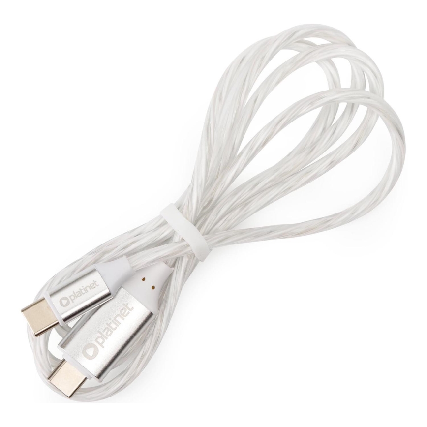 Câble USB USB-C / connecteur USB-C avec rétroéclairage LED 60W 1m blanc