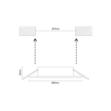 Cadre de finition pour spot encastré GU10, Ø 9 cm, noir