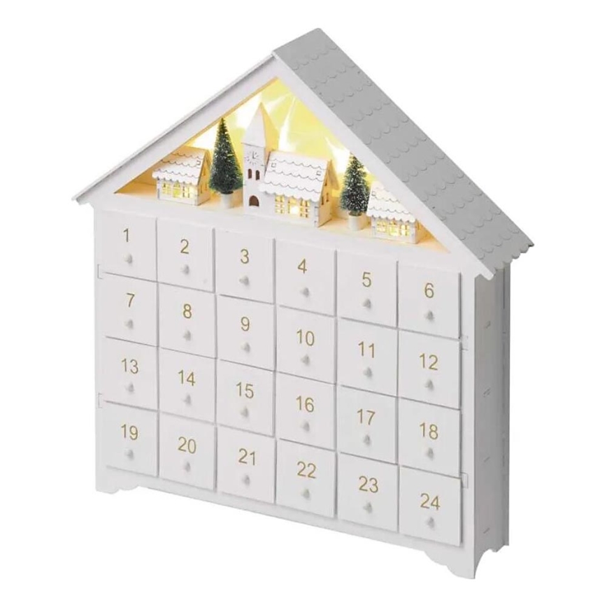 Calendrier de l'avent 8xLED/2xAA blanc